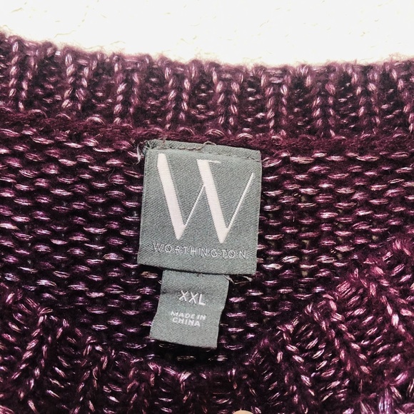WORTHINGTON Sweater Size XXL Fits Smaller Knit Raglan Sleeve Shimmer - Picture 4 of 7